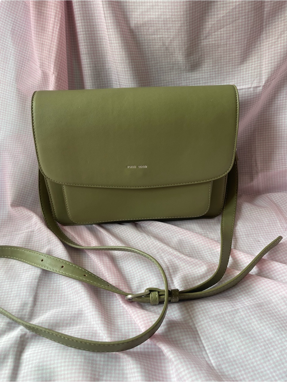 Pixie Mood Olive Sage Green Vegan Leather Flap Crossbody Messager bag